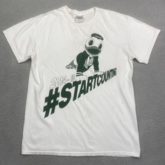 Oregon‎ Ducks Shirt Medium Men White Graphic Tee Track Field Puddles Thrashed - Picture 1 of 8